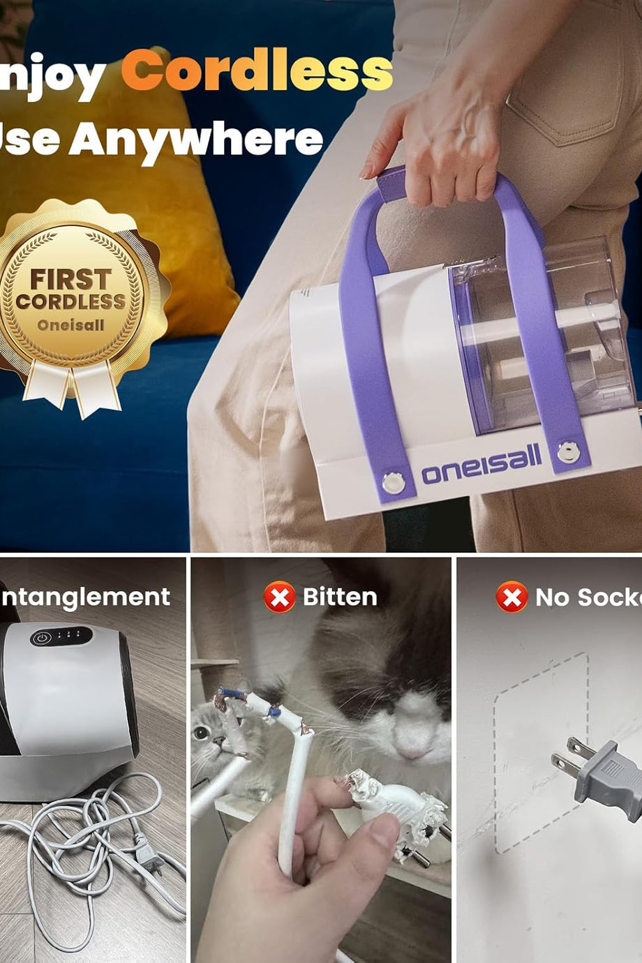 Kablosuz Pil Elektrikli Süpürge Evcil Hayvan Tüyü, 5200 mAh