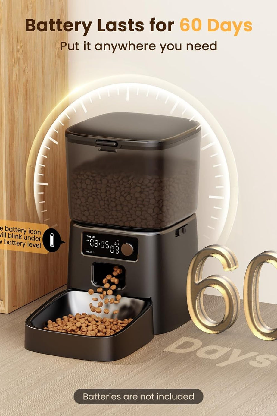 3.5L Otomatik Kedi Besleyici, Programlanabilir Zamanlayıcı ve Porsiyon Kontrolü