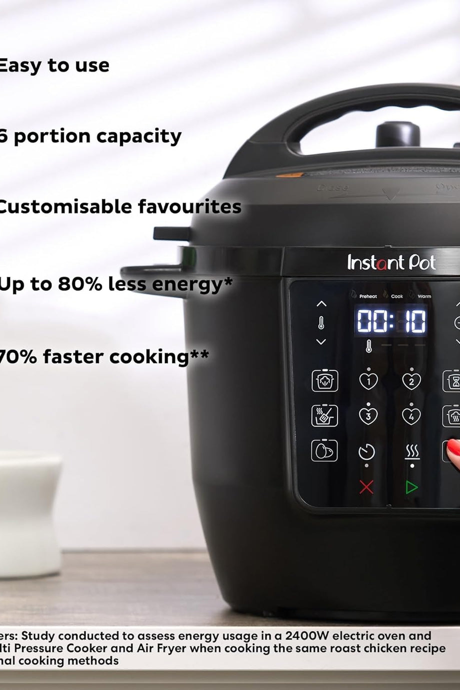 7’si 1 Arada Akıllı Multicooker, 5.7L, Siyah