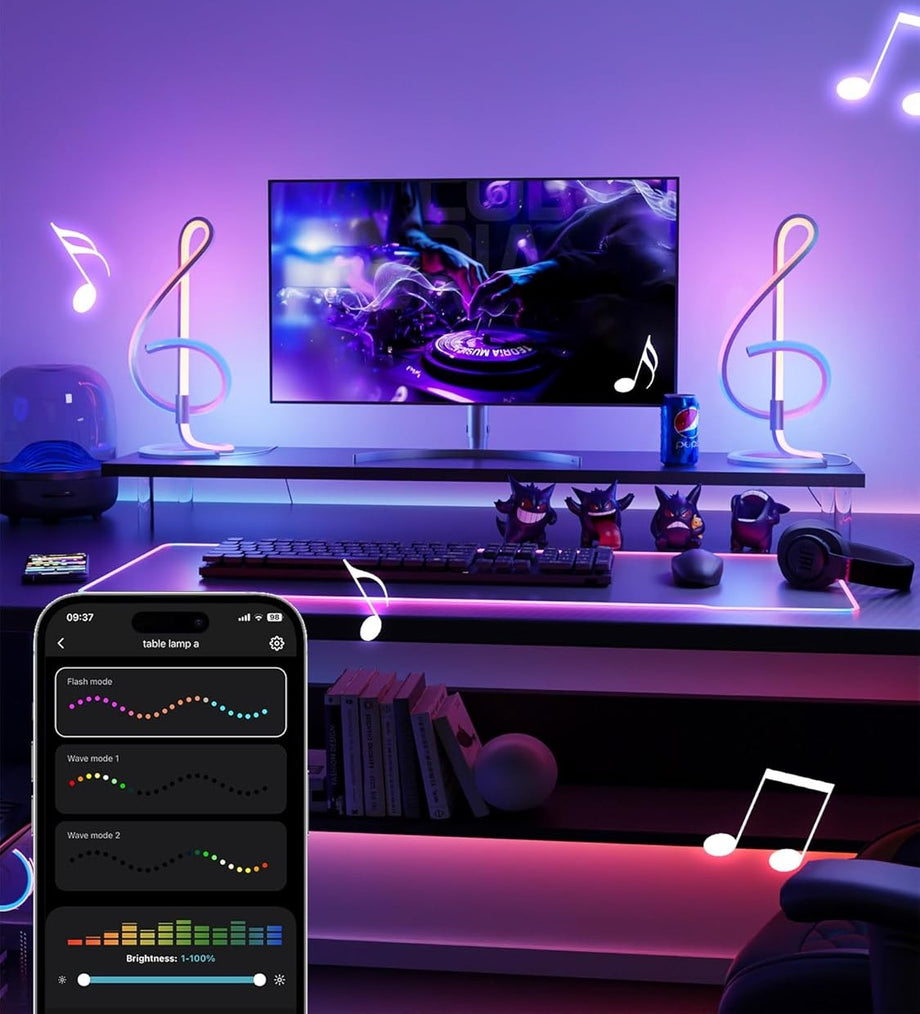Akıllı Masa Lambası TB2,RGB + IC Teknolojisi, Alexa/Google Uyumlu, Müzik Senkronizasyonu