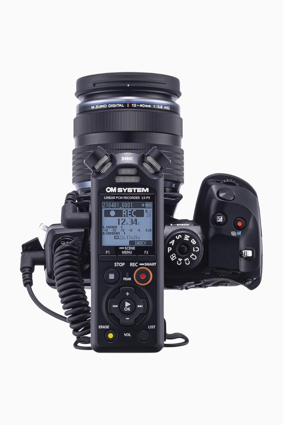 OM SYSTEM LS-P5 Bluetoothlu Yüksek Çözünürlüklü Ses Kayıt Cihazı 3 Mikrofonlu Hi-Res PCM