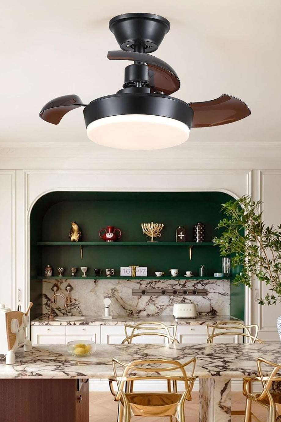 60 cm Siyah Işıklı Tavan Vantilatörü, Sessiz, Uzaktan Kumandalı, 6 Hız Ayarı