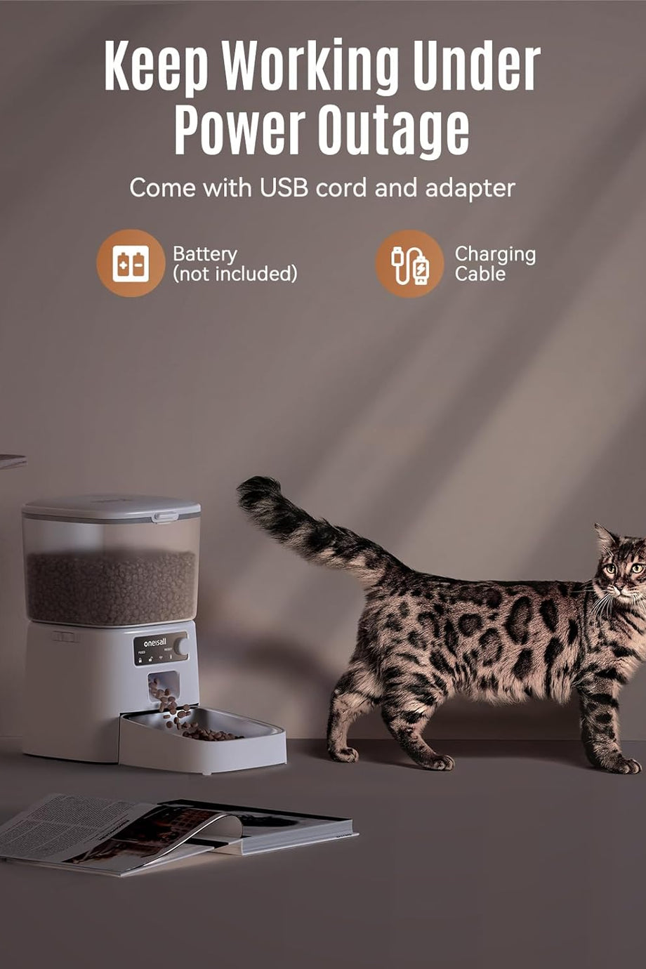 3.5L Otomatik Kedi Besleyici, Wi-Fi Akıllı Uygulama Kontrolü, 1-10 Öğün