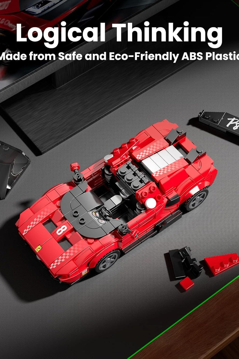 27069 Spor Araba Yapı Blokları Seti Drift Araba Modeli, 449 Parça ve Akrilik Sergi Kutusu