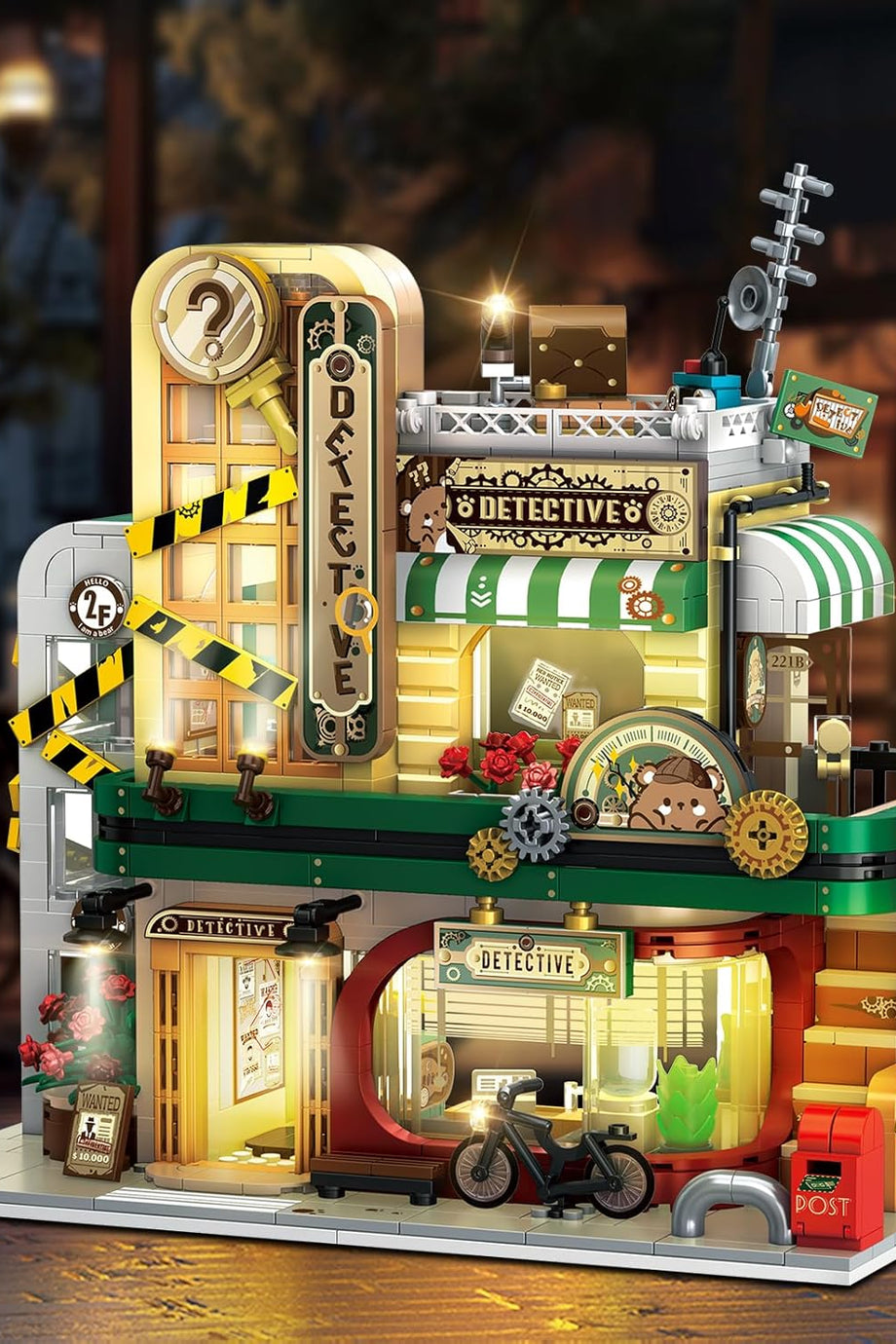 Şehir Dedektif Evi LED Işıklı Yapım Oyuncağı, 1231 Parça Dedektiflik Bürosu