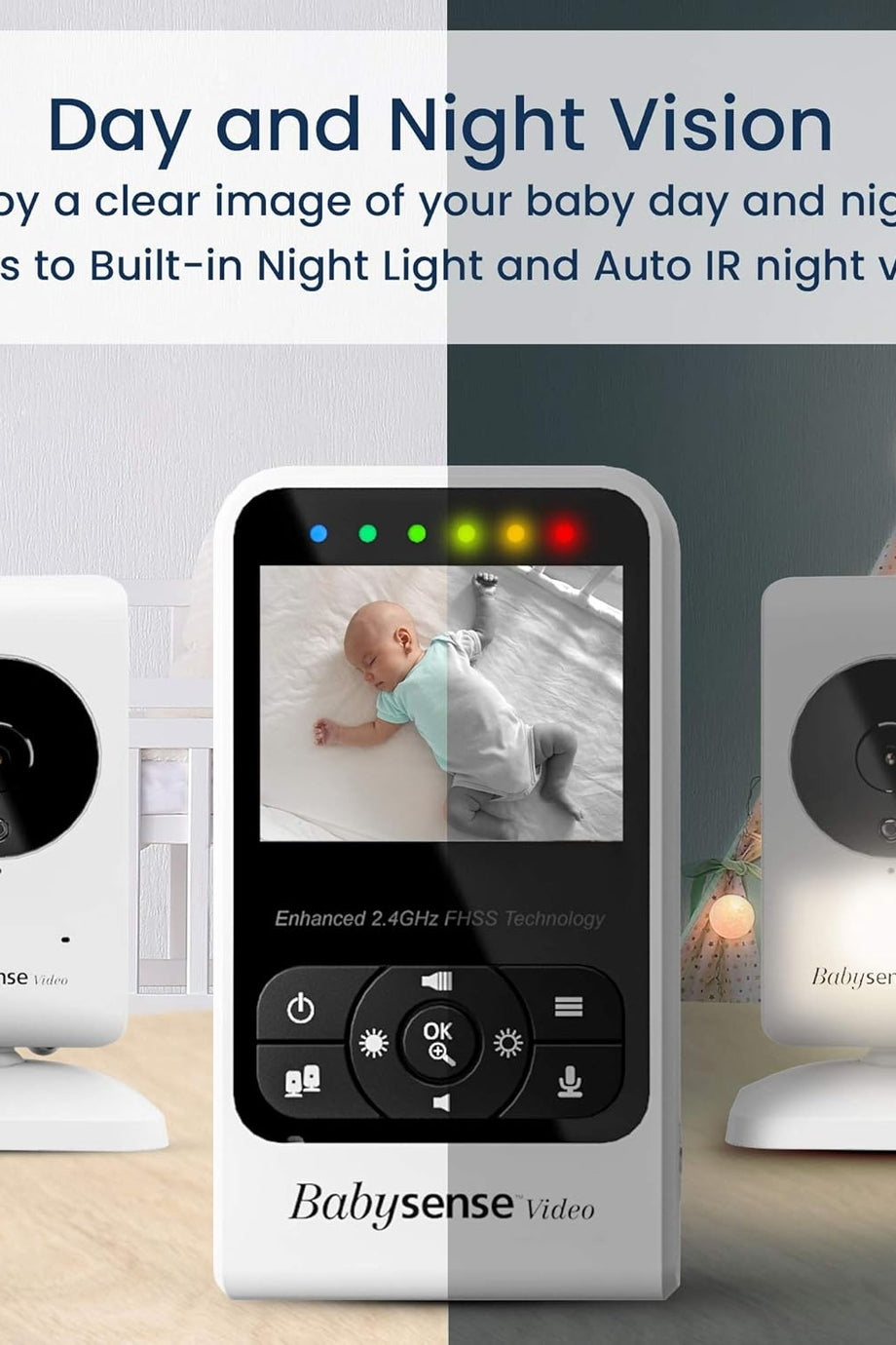 Video Bebek Monitörü, 2 Kameralı, Sesli İletişim, Gece Görüşü, 2x Dijital Zoom, 300 m Menzil