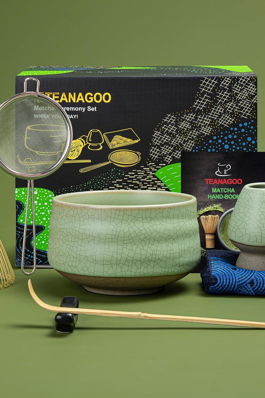 Matcha Whisk Set, 7 Parça Matcha Seremonisi Kiti, Matcha Kasesi ve Tüm Aksesuarları ile