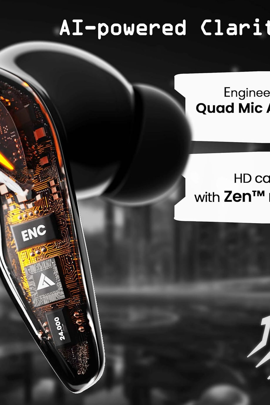 Audio UFO Kablosuz Kulaklık, 48 Saat Oynatma, 45ms Gecikmesiz Oyun, 4 Mikrofon ENC, 13mm Bas Sürücü