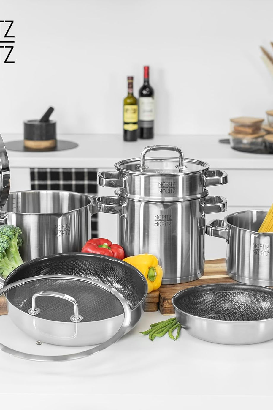 1 Parça 24 cm Paslanmaz Çelik Servis Tavası,Kapaklı, 3 Litre, İndüksiyon Uyumlu, Entegre Süzgeçli