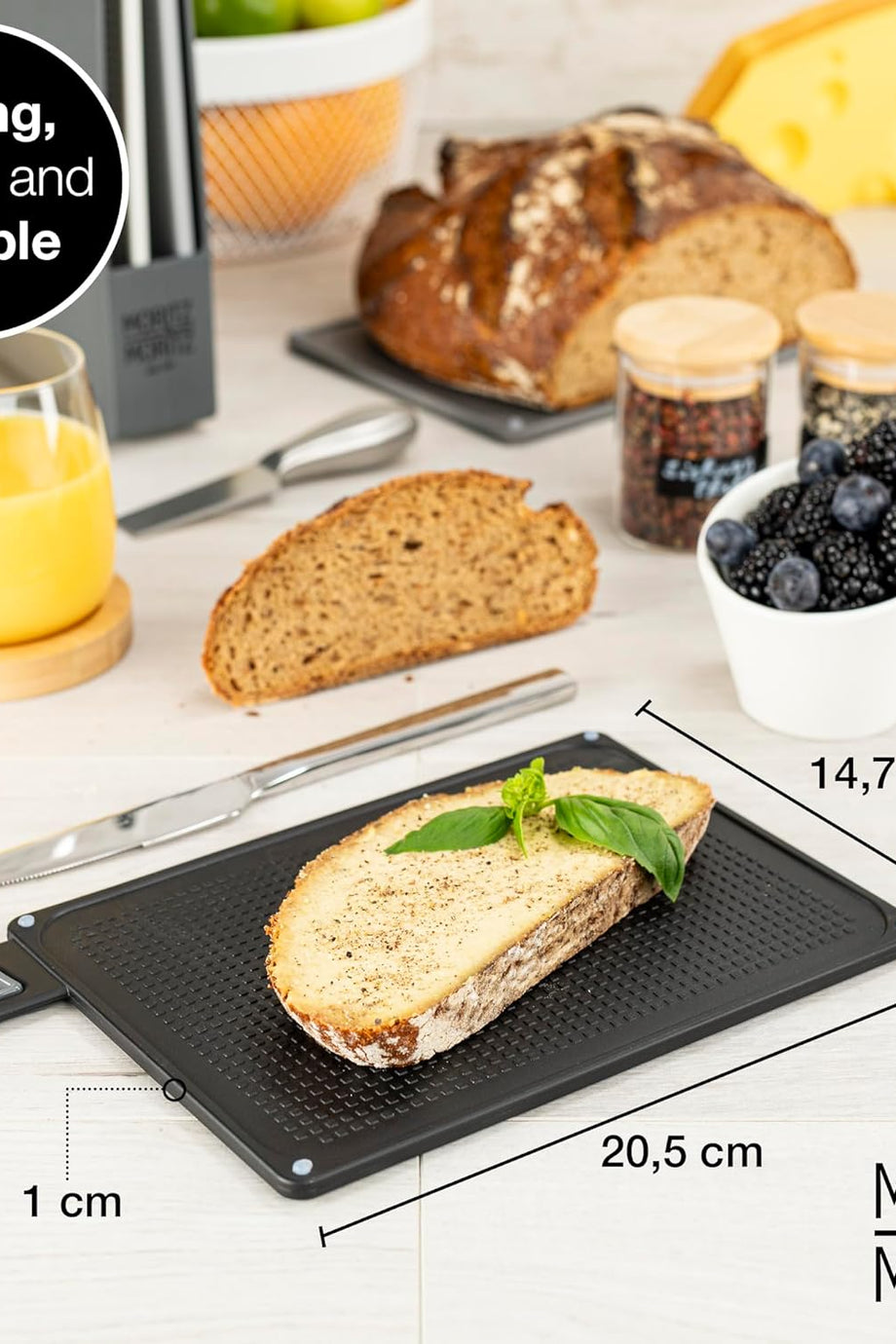 4'lü Kesme Tahtası Seti-20,5x14,5 cm – Kaymaz ve Standlı Tasarım