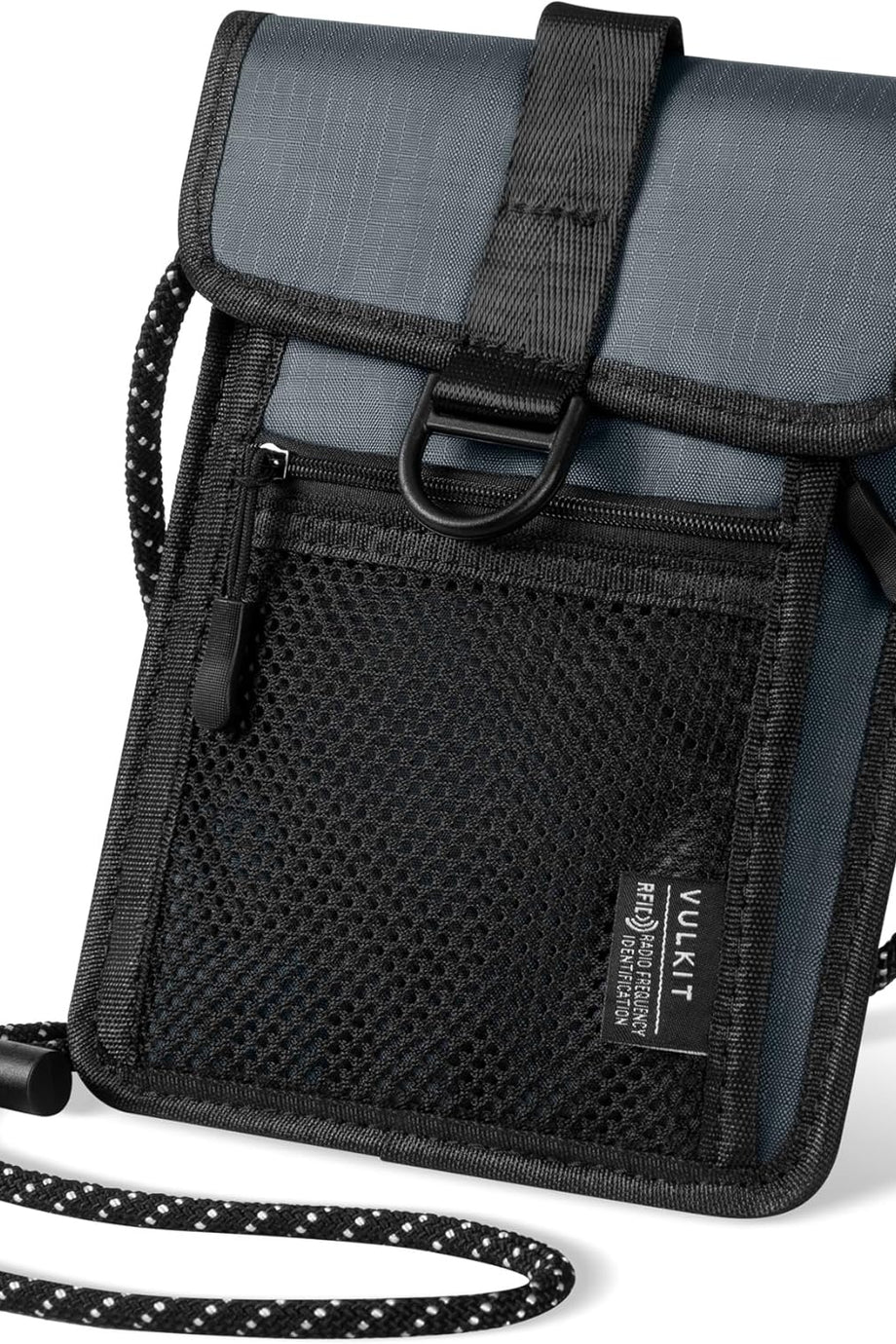 Su Geçirmez RFID Korumalı Seyahat Boyun Cüzdanı Pasaport Organizer Çanta Gri