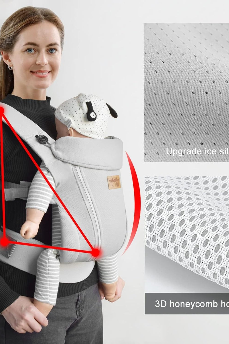 Bebek Taşıyıcı, Ergonomik, Ayarlanabilir Bel Desteği, Hafif ve Nefes Alabilir, Yeni Doğanlar İçin