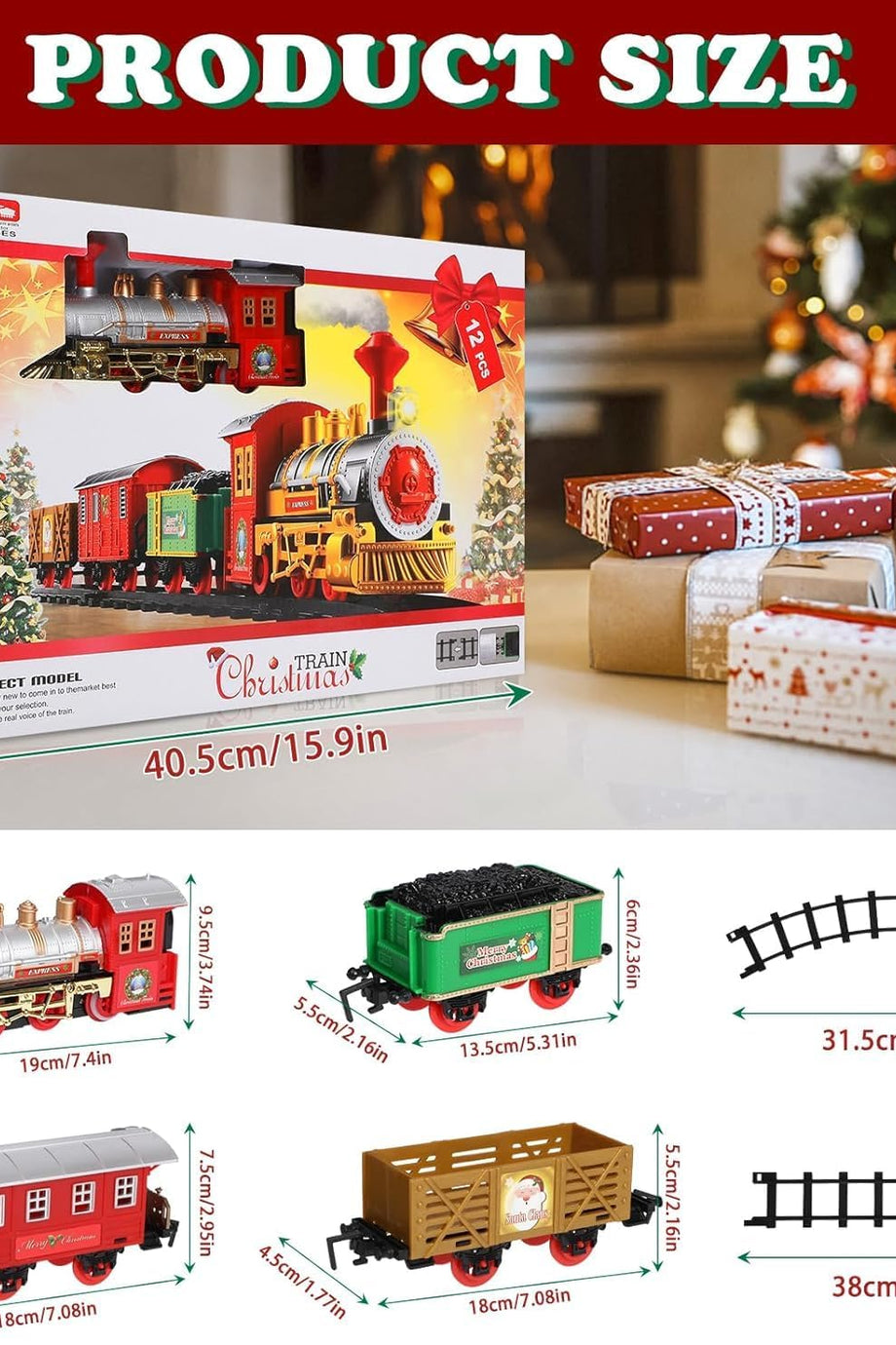 Noel Elektrikli Tren Seti, Sesli ve Işıklı Klasik Model Tren