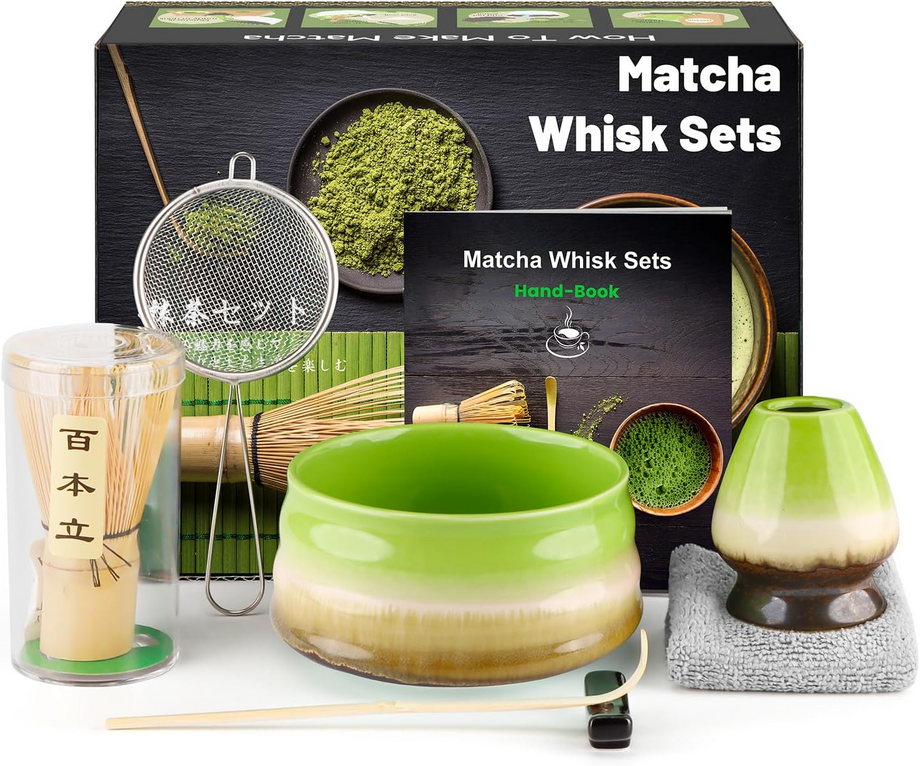 7 Parça Japon Matcha Seremoni Seti Doğal Bambu ve Seramikli Tam Tören Kiti