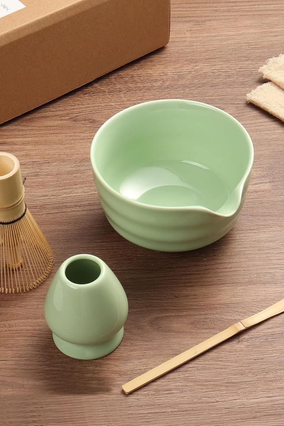 Matcha Seti, Japon Çay Seti, Bambu Çırpıcı, Seramik Kase
