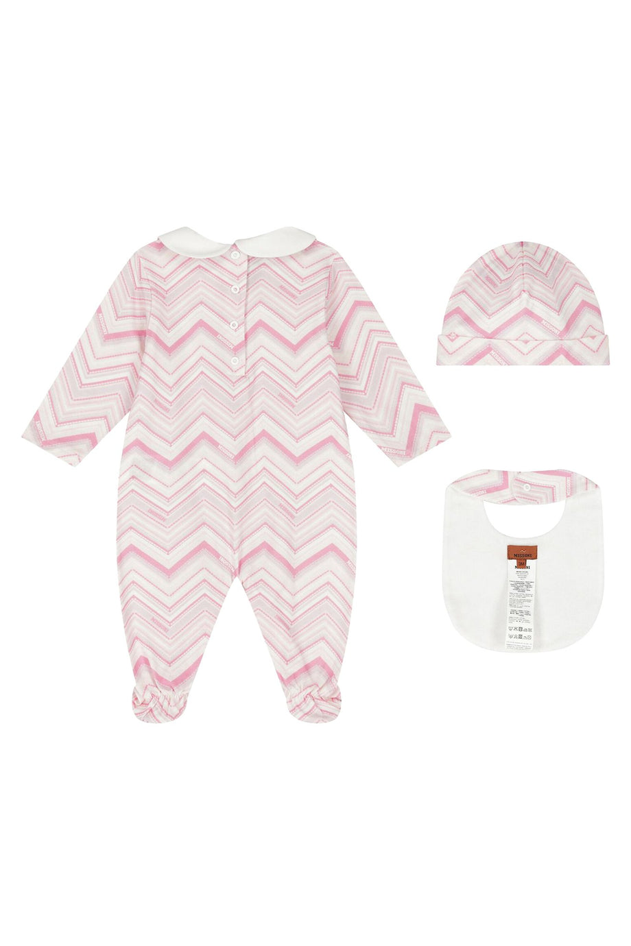 Zigzag Logolu Bebek Tulumu Hediye Seti - Pembe Çok Renkli