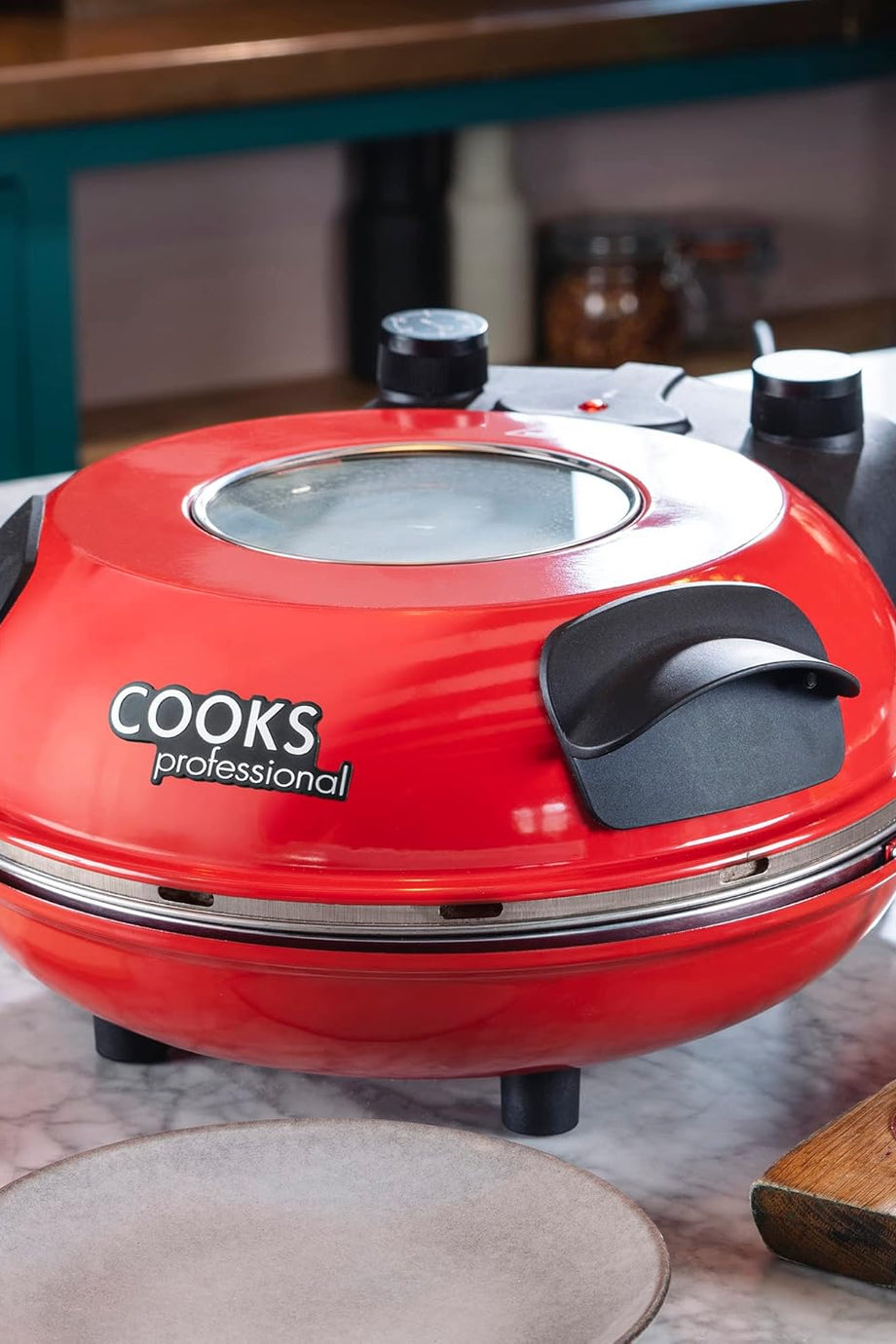 Elektrikli Pizza Fırını, Taş Tabanlı, Cam Pencereli, 1200W, 390°C