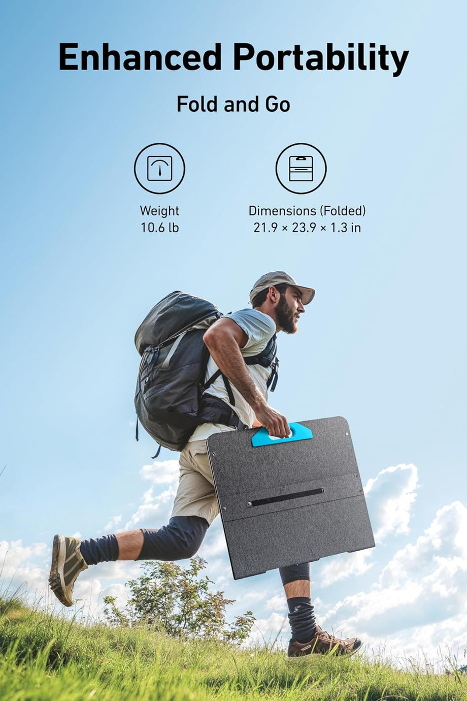 Solix PS100 Taşınabilir Güneş Paneli, 100W Kompakt Güneş Sistemi, IP67 Su Geçirmez