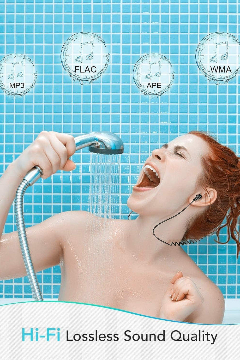 64GB Klipsli MP3 Çalar, Su Geçirmez, FM Radyo Destekli, Spor ve Outdoor Kullanım