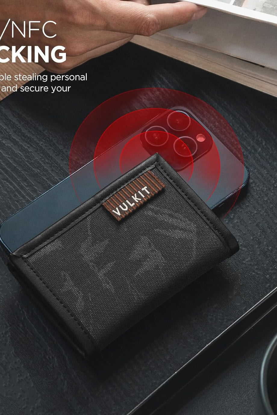 Su Geçirmez Erkek Cüzdan, Üç Katlı Katlanabilir Deri, RFID Engelleme