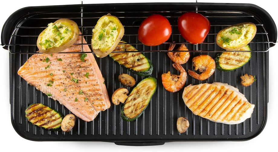 Ön Camlı Barbekü Masa Izgarası, 2200W, Siyah