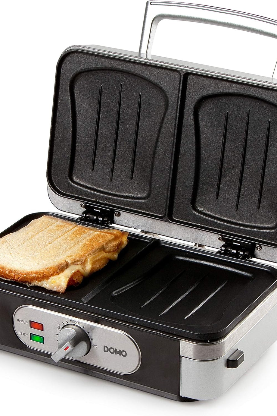 Elektrikli Sandviç Tost Makinesi, Paslanmaz Çelik, 1000W, 3 Çıkarılabilir Plaka ile