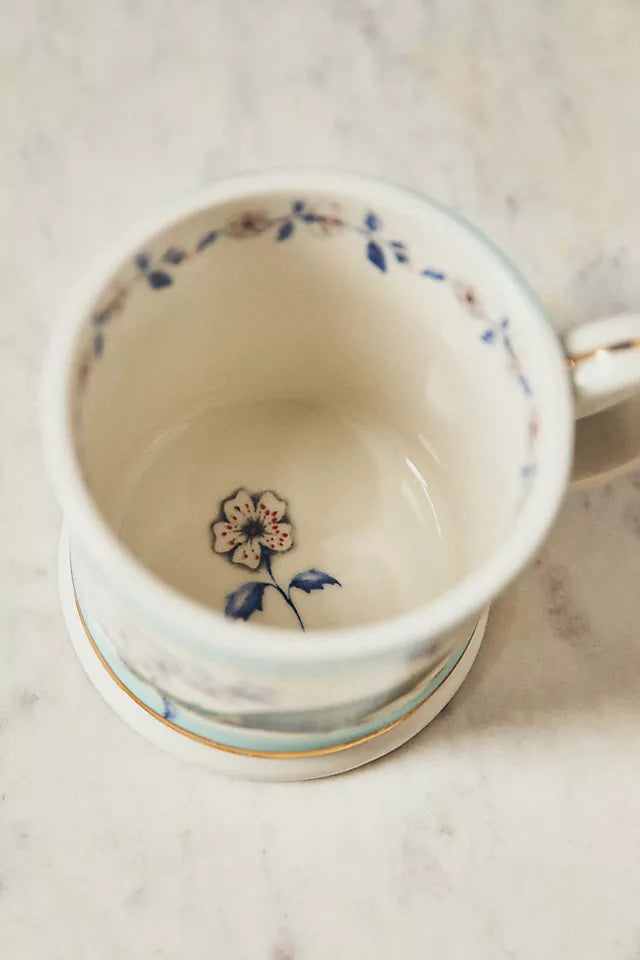 Lou Rota Seramik Kupa, Vintage Tasarım, El Çizimi Motifler