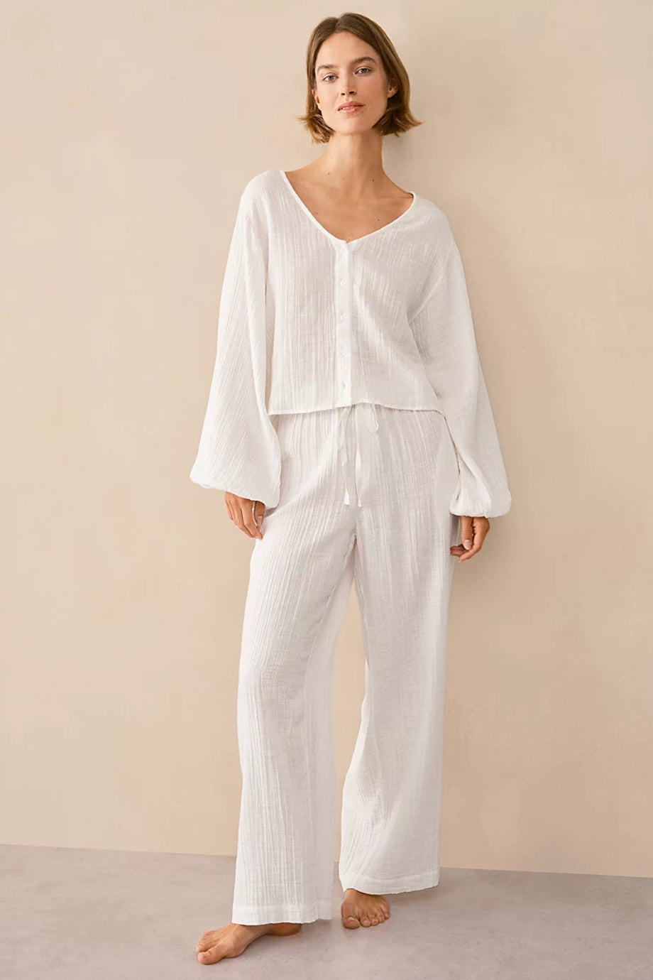 Organik Çift Kat Pamuklu Boho Kadın Pijama Takımı
