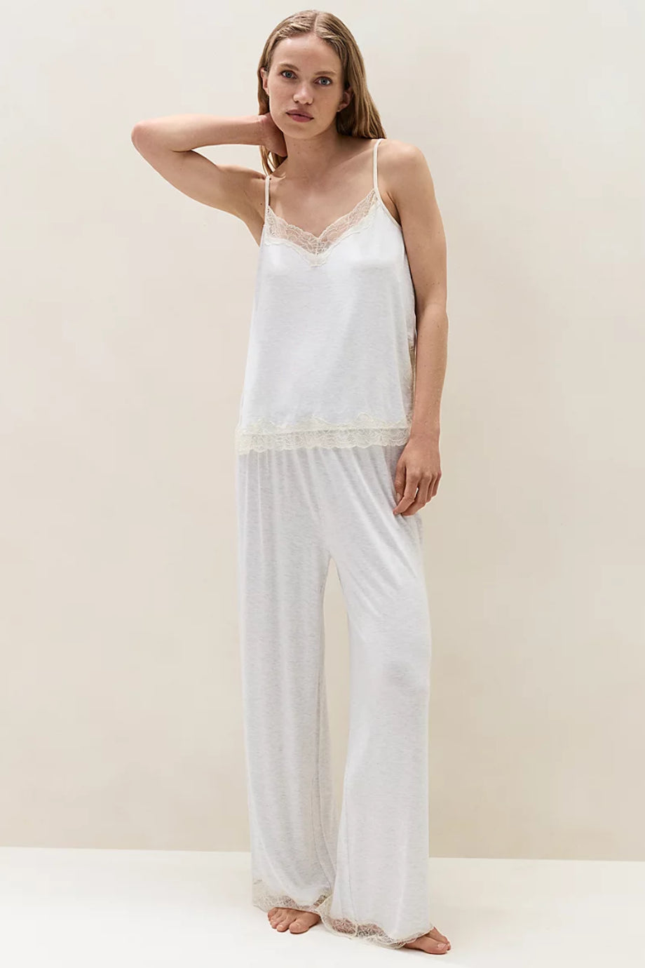 Jersey Dantel Detaylı Kadın Askılı Pijama Takımı