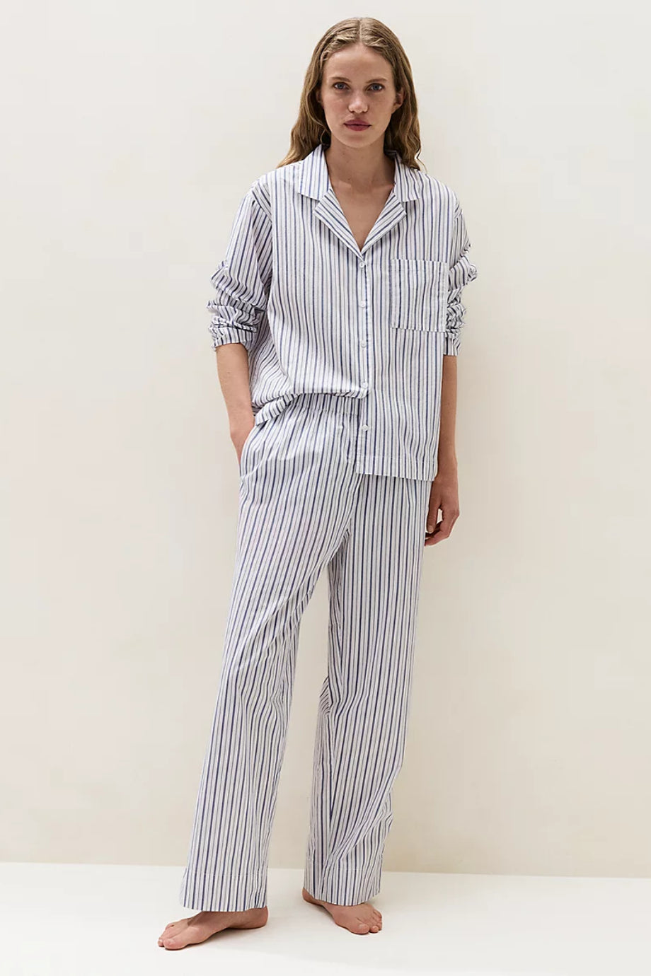 Organik Pamuk Çizgili Kadın Pijama Altı