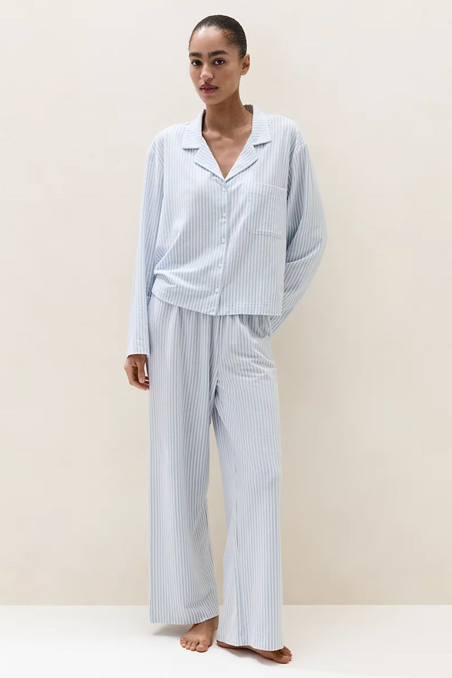 Organik Pamuk Çizgili Kadın Pijama Takımı