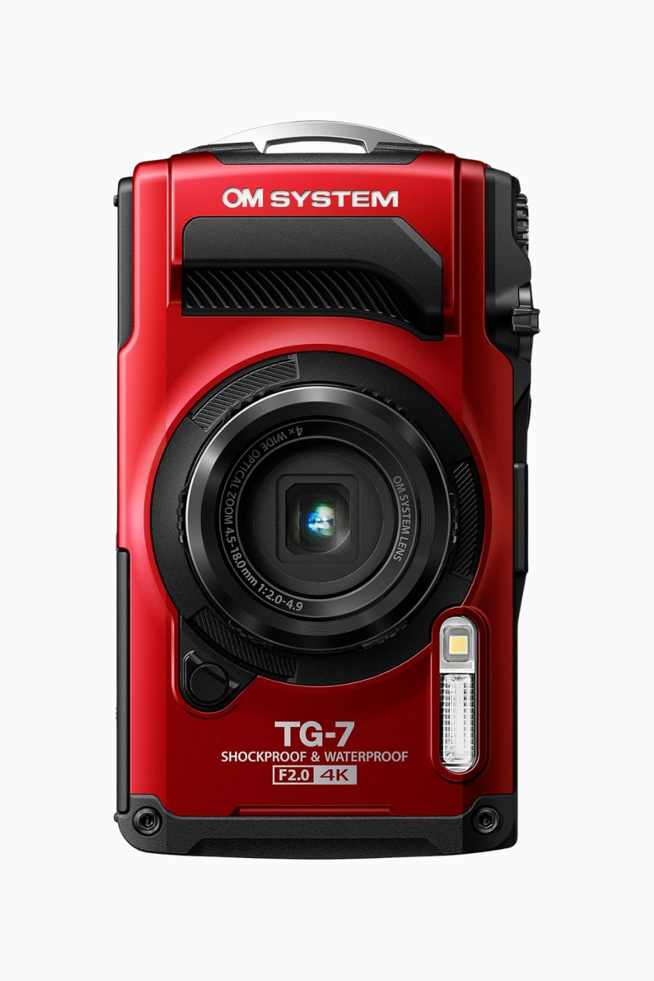 OM SYSTEM TG-7 Kırmızı Su Geçirmez 4K Kamera, Darbeye Dayanıklı ve Makro Çekim Özellikli
