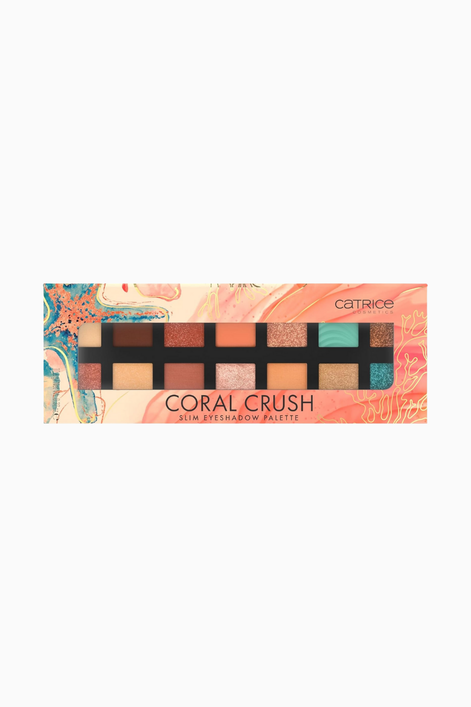 Coral Crush Slim Far Paleti, 14 Renk, Tropikal Tonlar, Mat, Işıltılı, Vegan, Parfümsüz