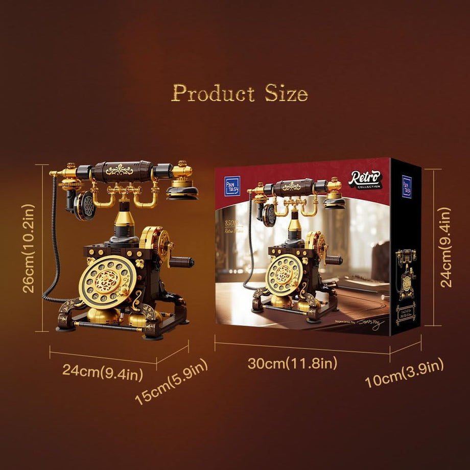 Retro Telefon Yapı Taşı Seti, Yetişkinler İçin Vintage Kendin Yap Maket Seti