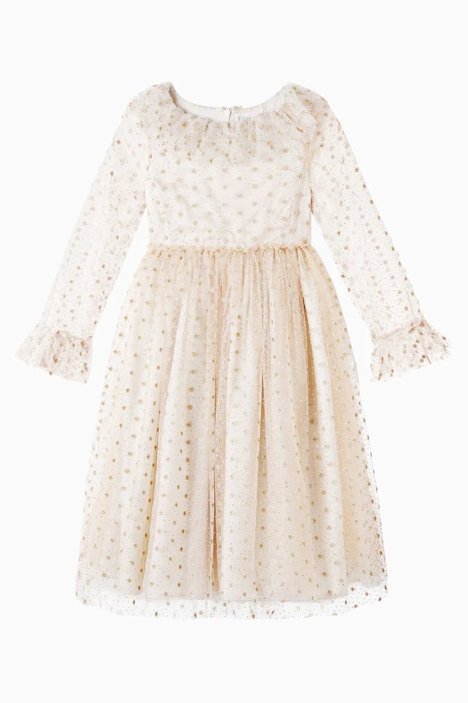 Junya Kız Çocuk Tül Elbise, Altın İşlemeli Lüks Tasarım