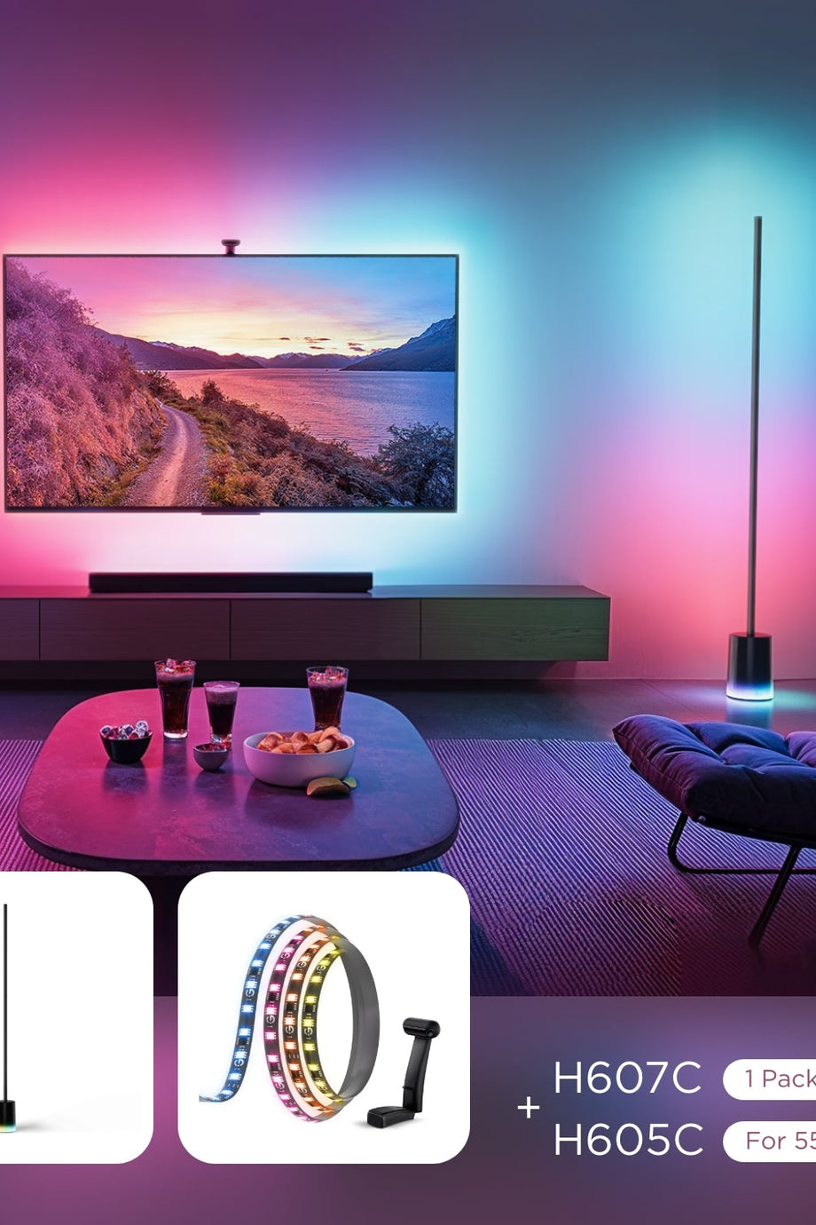 LED Zemin Lambası RGBIC 152 cm, 1725LM, Kısılabilir, 16M Renk