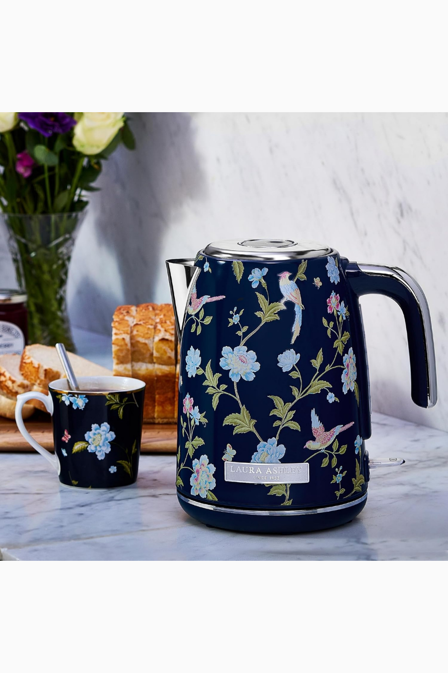 Elveden Navy 1,7L Kablosuz Elektrikli Su Isıtıcı, Paslanmaz Çelik, Hızlı Kaynatma