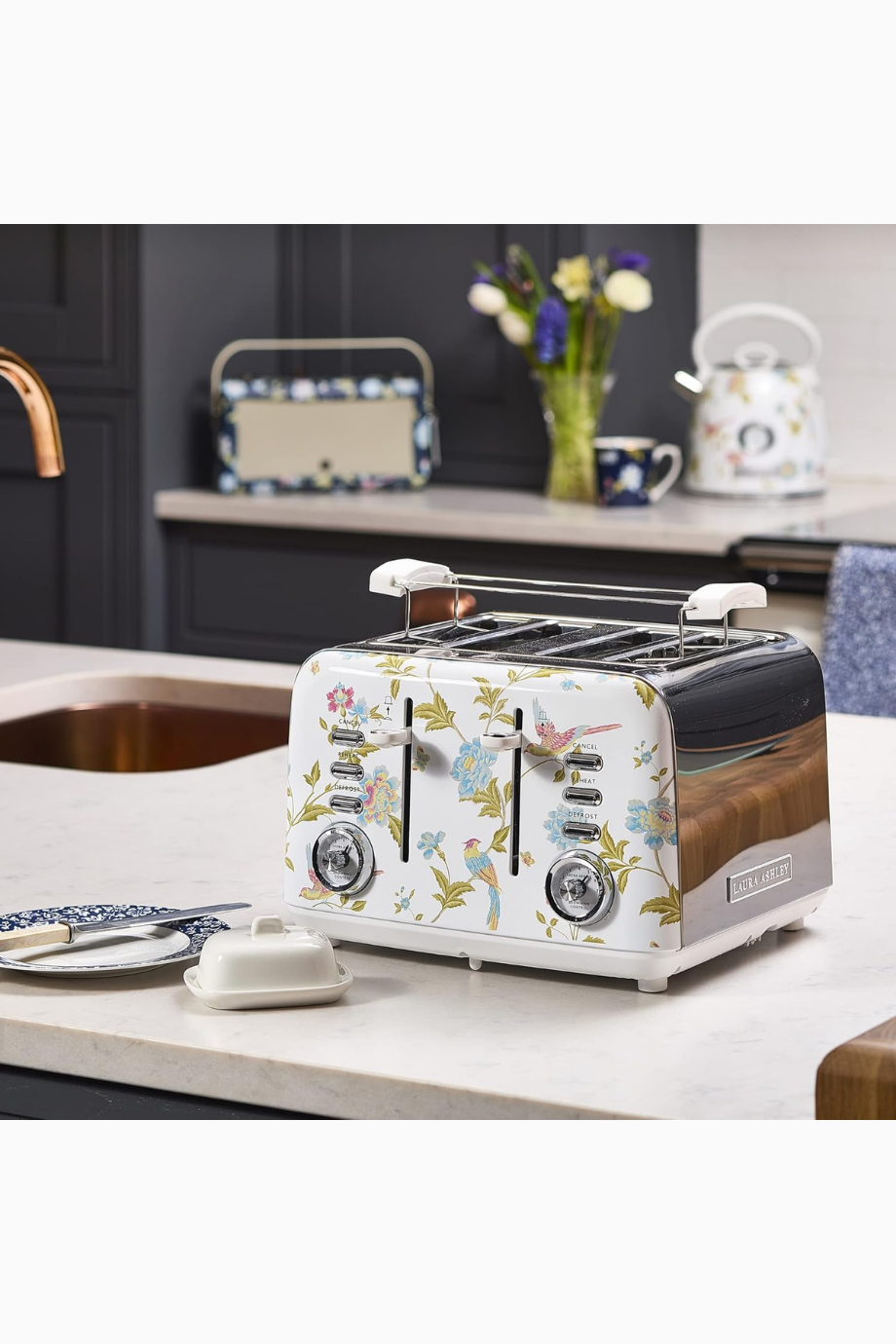 Elveden White 4 Dilimli Toaster, Paslanmaz Çelik, 7 Ayarlı Kızartma, Defrost & Reheat