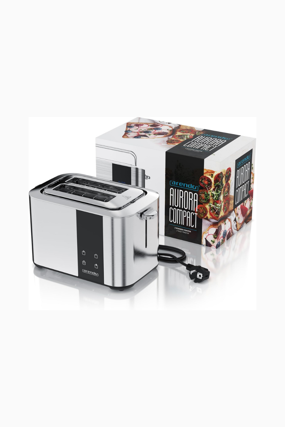 Paslanmaz Çelik Tost Makinesi, 2 Dilim, Dokunmatik Ekran, 7 Kızartma Seviyesi