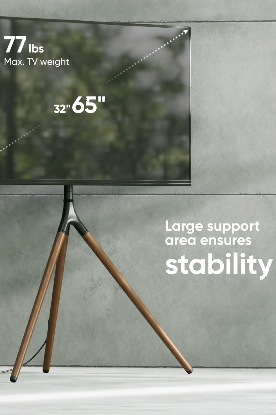 32-65 İnç Uyumlu Ahşap Tripod TV Standı