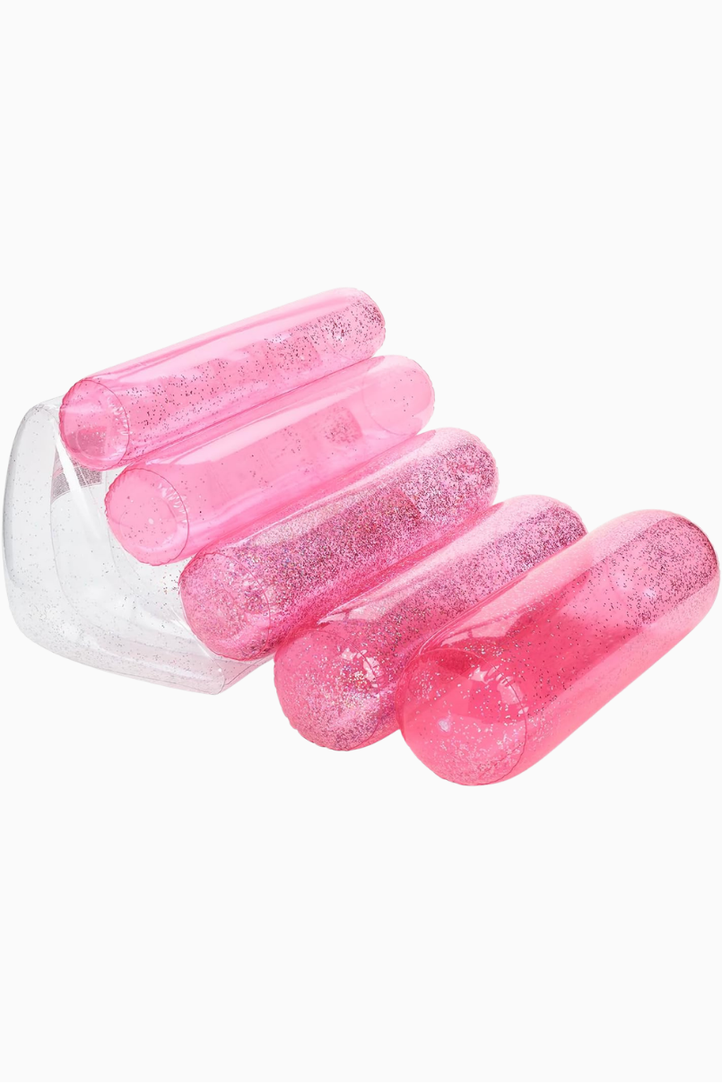 Simli Pembe Şişme Havuz Şezlongu