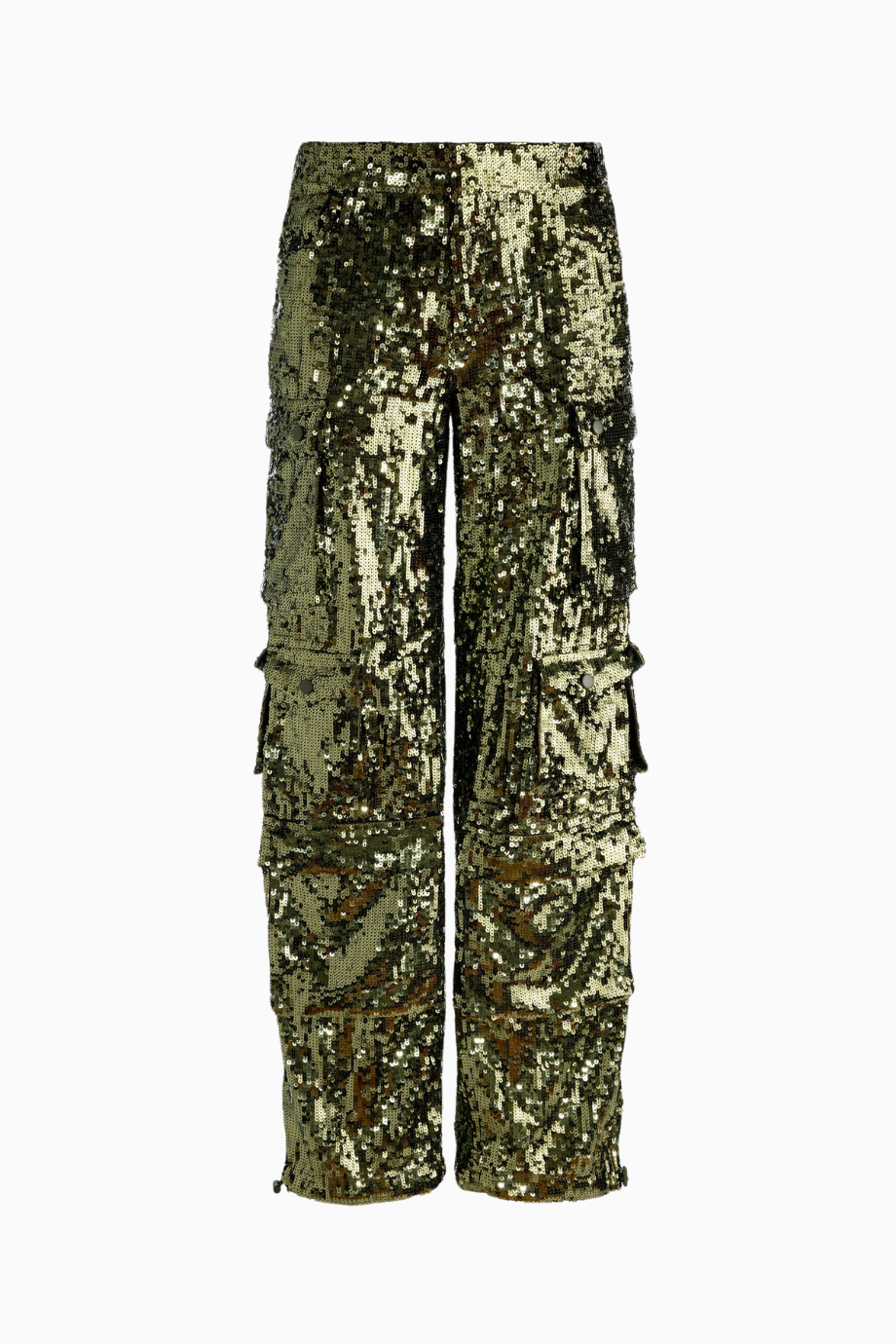Olympia Yeşil Payetli Kadın Cargo Pantolon