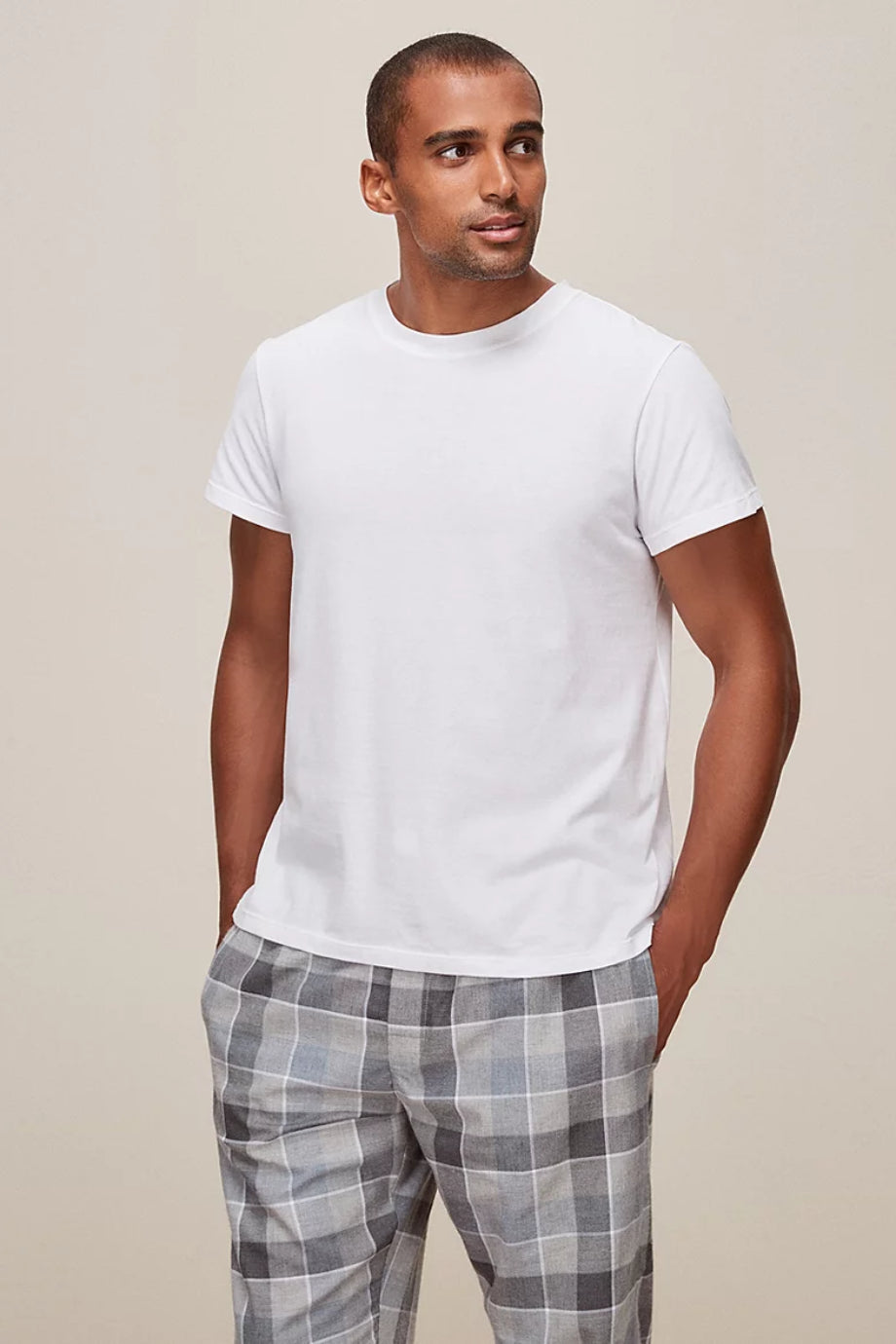Pamuk Bisiklet Yaka Erkek Pijama Üstü