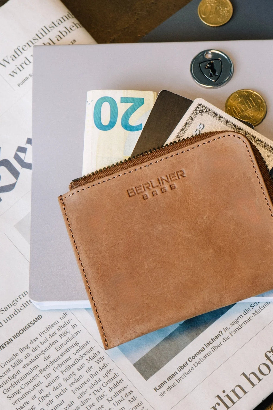 Mark Deri Bozuk Para Cüzdanı Unisex Mini Cüzdan Küçük Boy Vintage