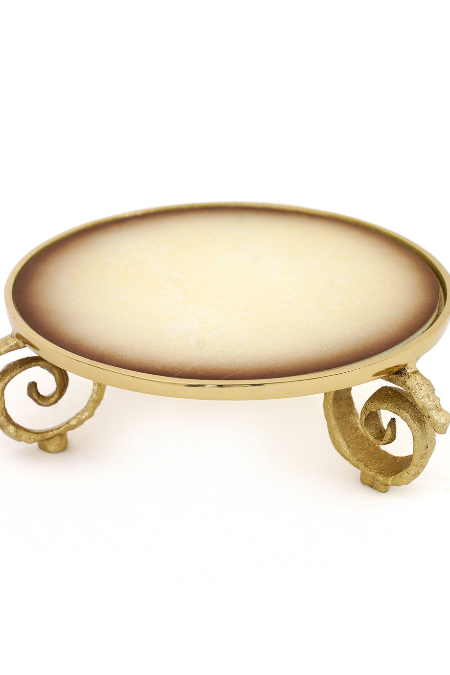 Swirl Metal Dekoratif Servis Tabağı Alüminyum ve Cam, Modern Tasarım