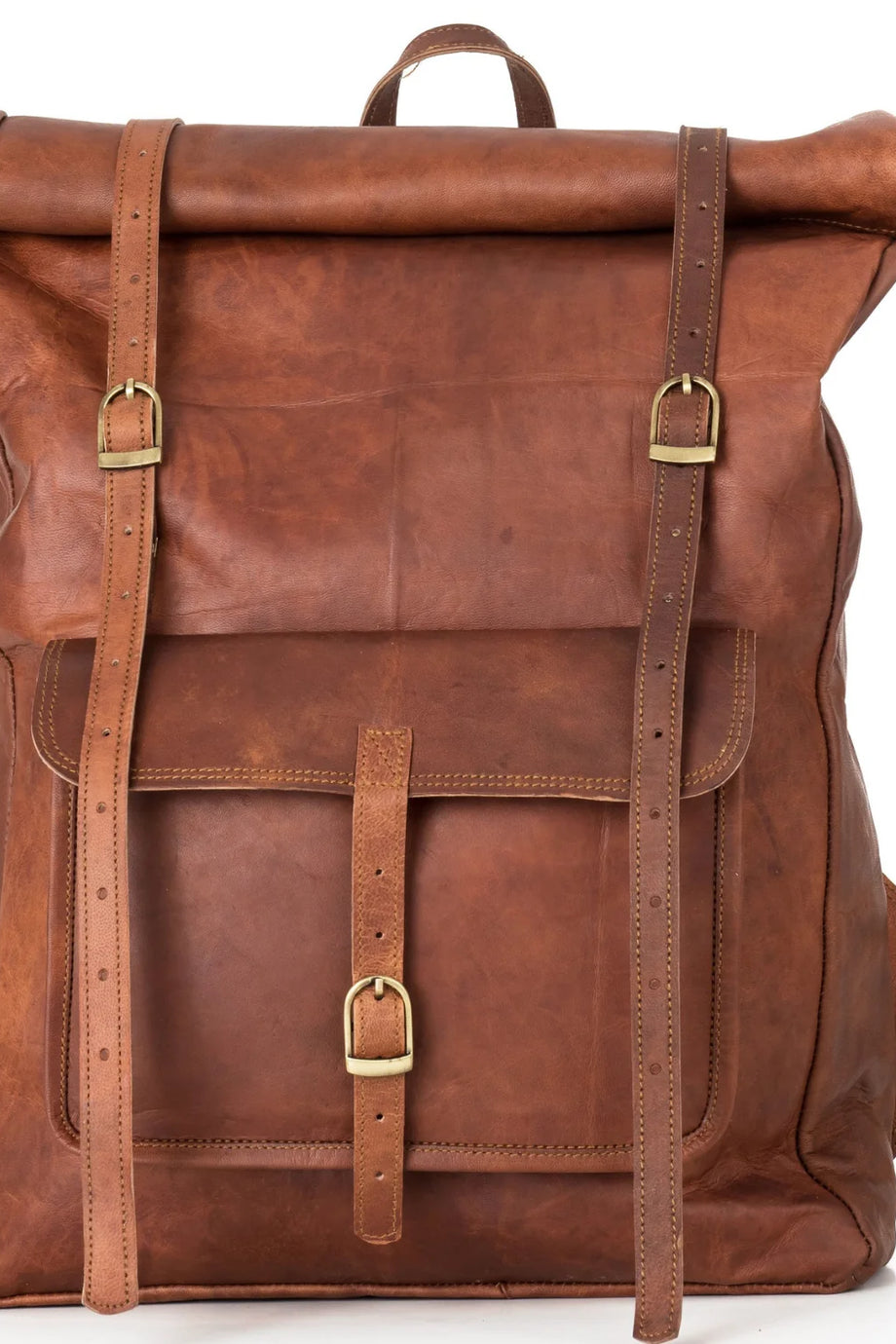 Leeds XL Vintage Deri Sırt Çantası, 17 inç Laptop Bölmeli, Su Geçirmez ve El Yapımı