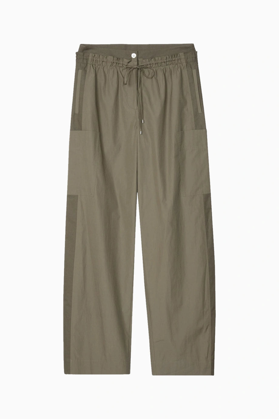 Poplin Double Waistband Geniş Paça Kadın Pantolon