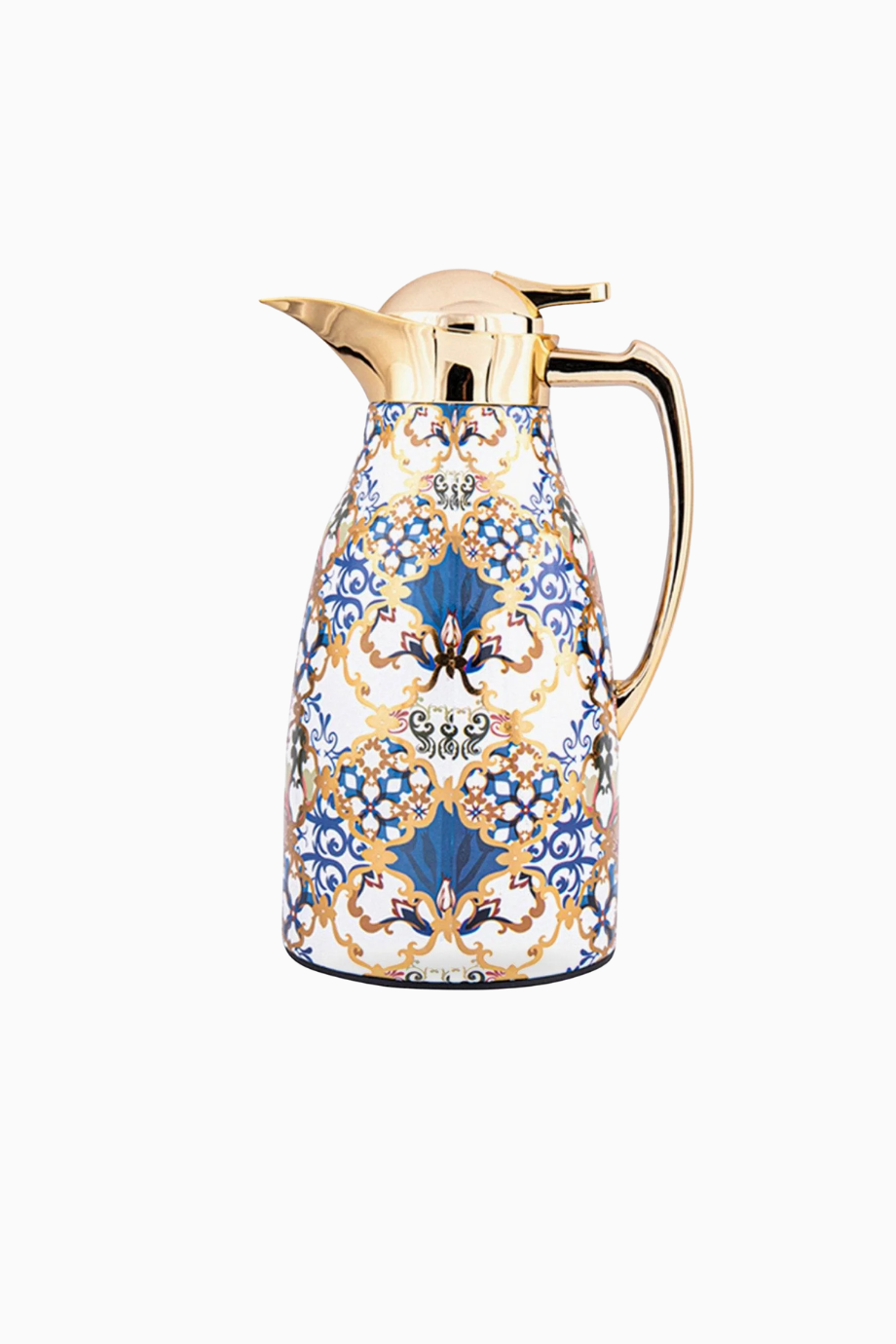 Blue Flower Gold 22 Parça Porselen Kahve Çay Takımı-Çift Katmanlı Termos