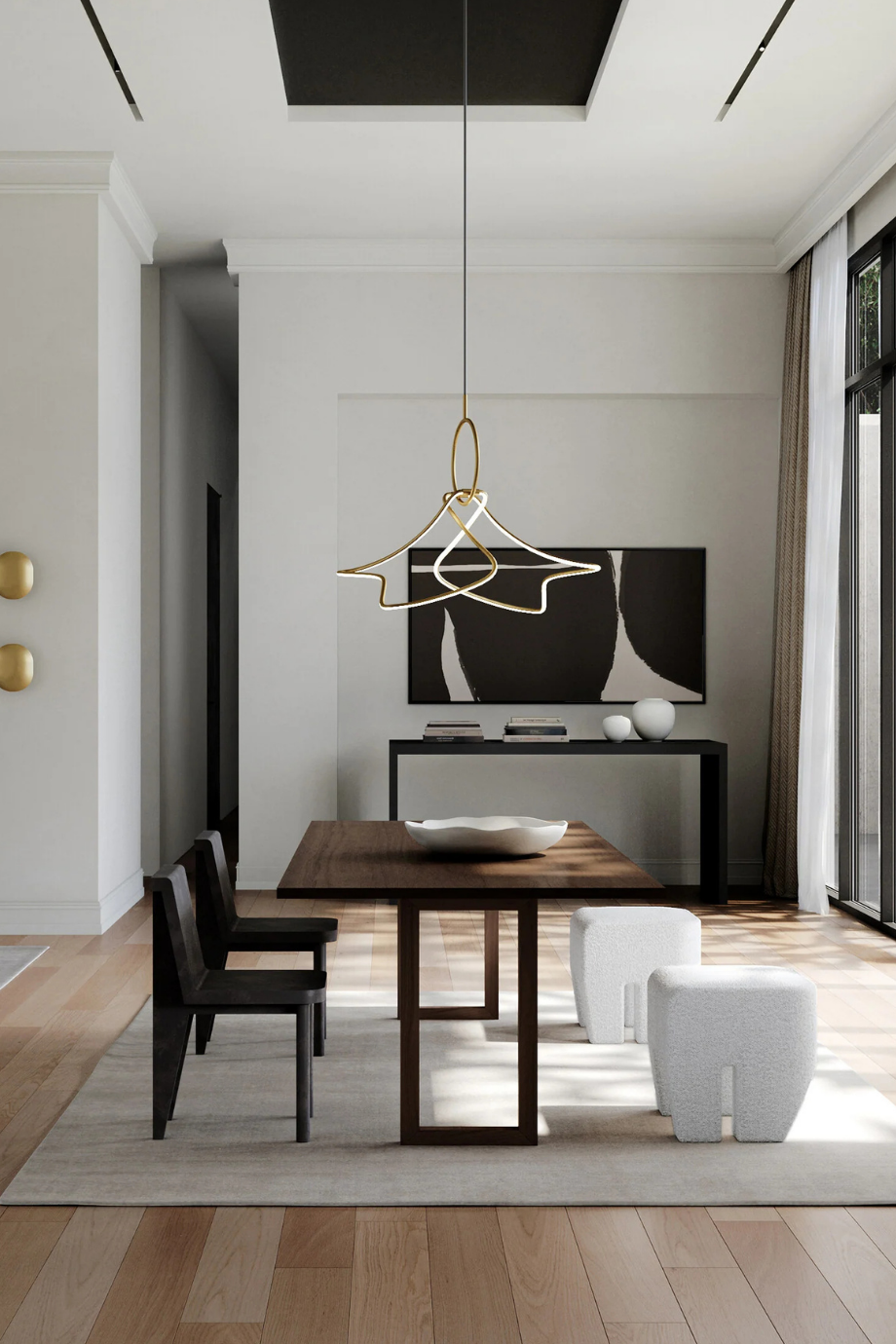 Kumo Chandelier Mini Brass LED, Dekoratif Tasarım Sarkıt Avize