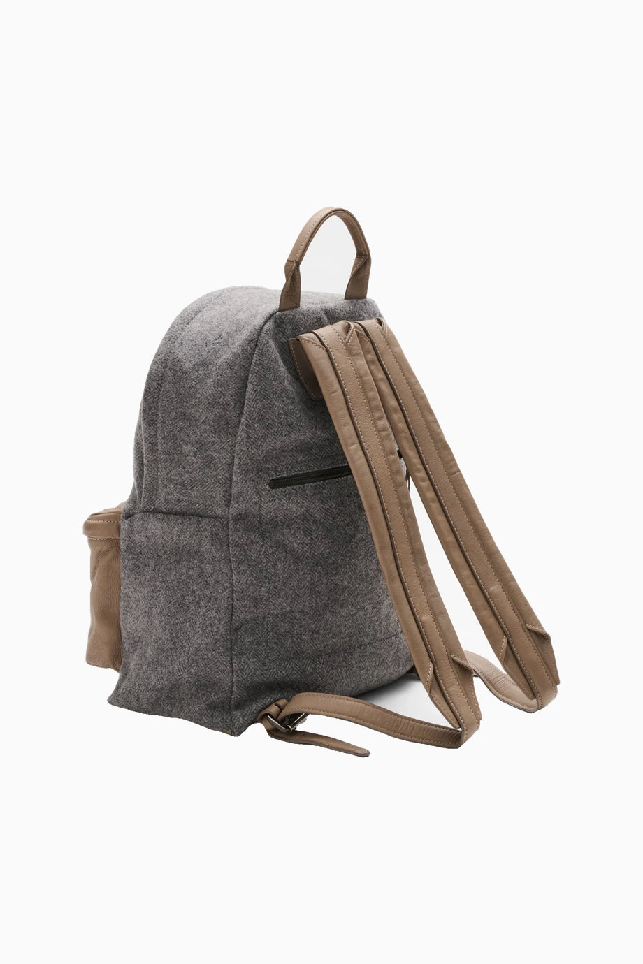 Herringbone Gri Vizon Deri Unisex Sırt Çantası